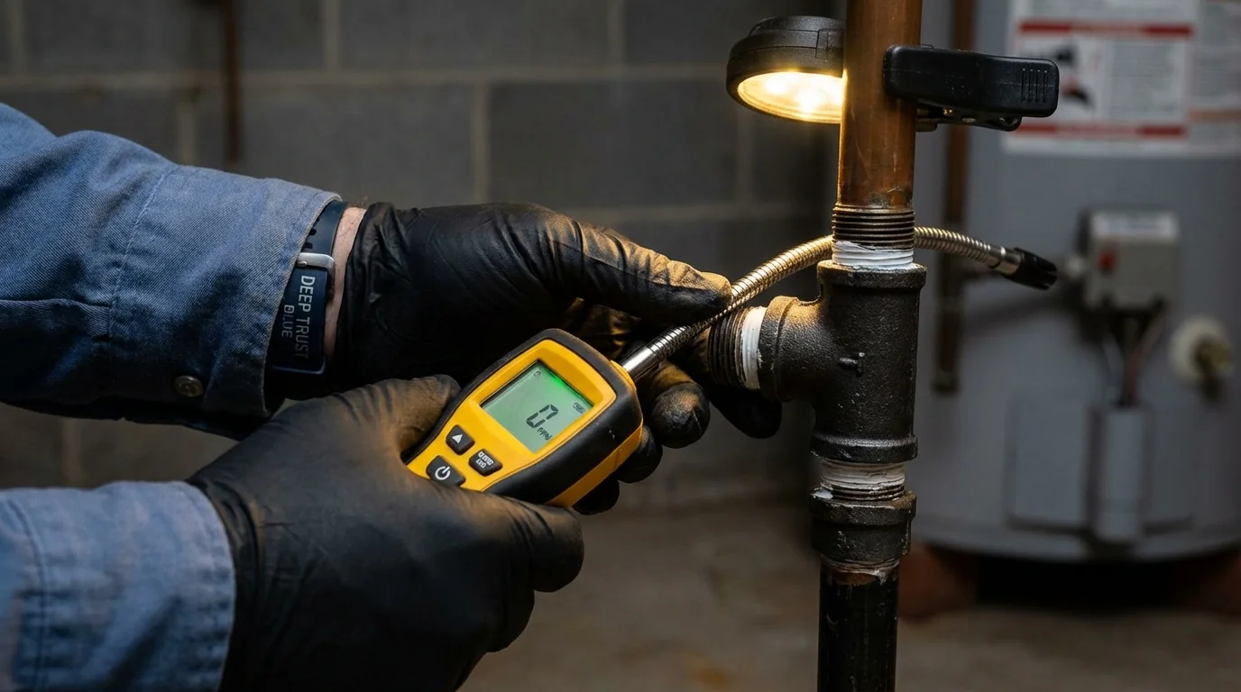 Gas leak detection with electronic sniffer by Johns Plumbing LLC in Pemberton