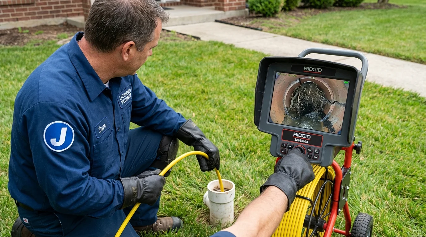 Sewer camera inspection being performed by Johns Plumbing LLC in Pemberton